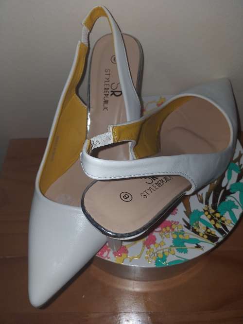 Style Republic White Slingback Courts.