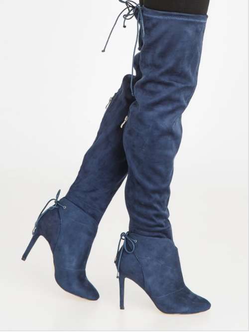 Miss Black Navy Belle Thigh High Boots