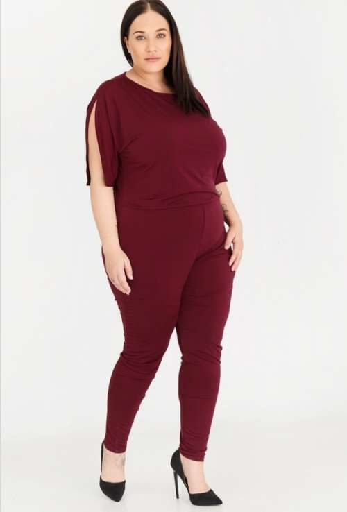 EDIT Burgundy Split Sleeve Jumpsuit