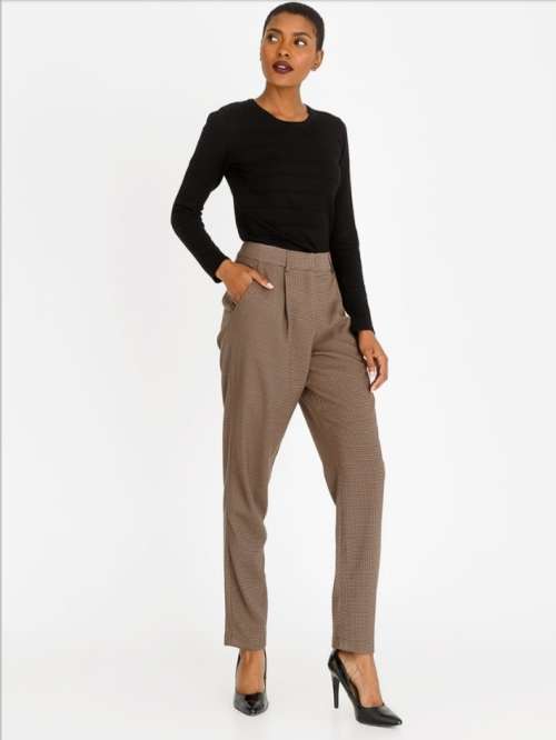 EDIT Brown Textured Grazer Pants