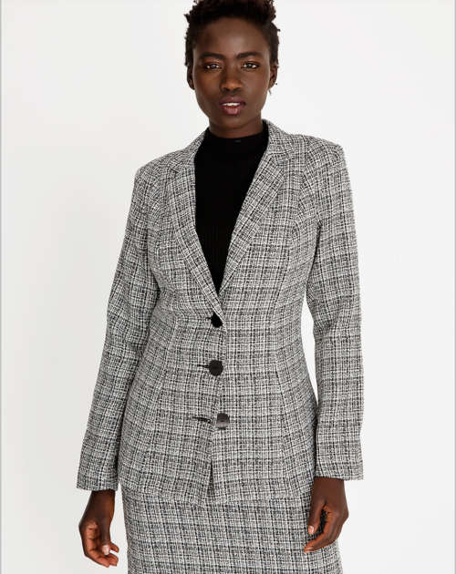 EDIT Grey Regular Straight Cut Polyester & Fit Blazer Suit