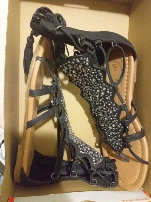 Sole Candy Black Aries Gladiator Sandals Thong