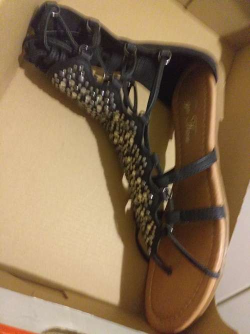 Sole Candy Black Aries Gladiator Sandals Thong