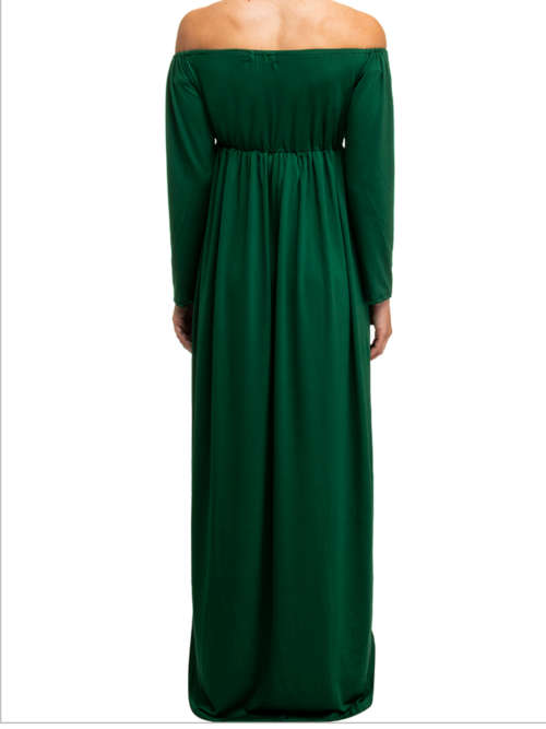 GROW Green Off The Shoulder Maxi  Dress