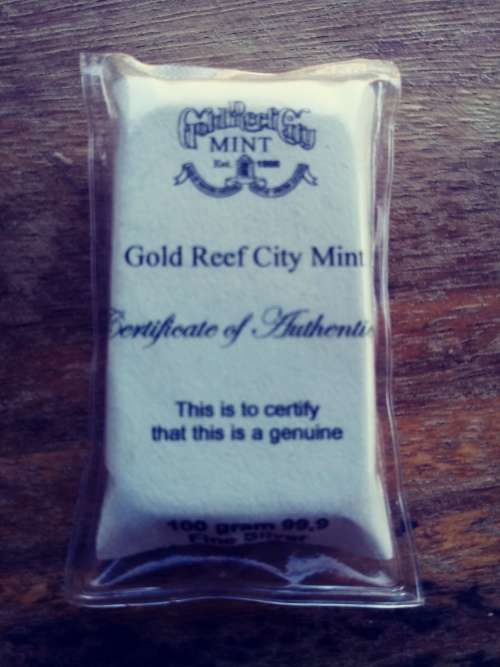 Gold Reef City 100 Gram Silver bar