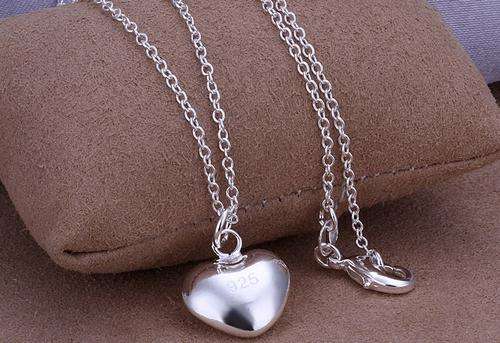 Heart jewelry chains necklace 925 silver plated