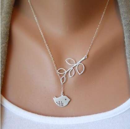 Bird Tree Branch Pendant Necklace leaf Pendant