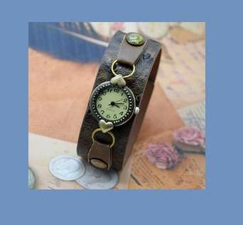 Ostrich Women Leather Vintage Watches, Electroplating Ancient bronze Bangles Antique