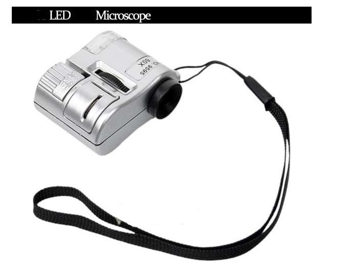 Silver Mini Pocket Magnifier Microscope