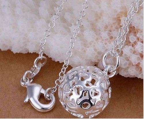 Small 925 silver plated ball necklace
