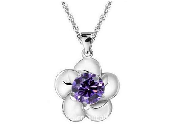 Pearl Plum Zirconia Jewelry 925 Sliver Plated Necklaces
