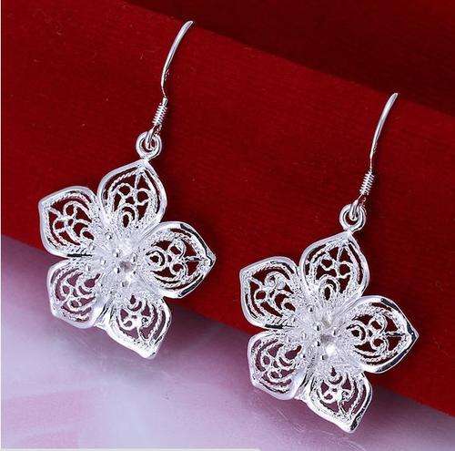Flower 925 sterling silver plated earring