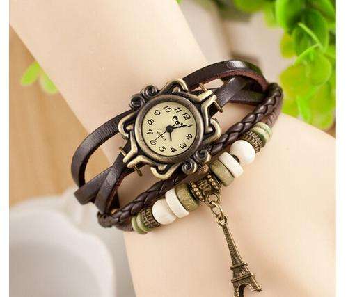 Black, Red and Brown Womens bracelet quartz watch