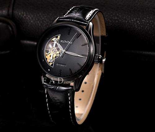 Kontas automatic Self-Wind Watch With Leather Strap ( Free  delivery via courier)