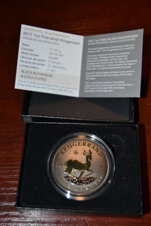 1oz Black Ruthenium and gold plated Krugerrand