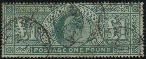 GB Edward VII One Pound dull green SG 266 - fine looking example with light CDS