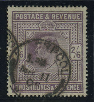 GB Edward VII SG 260 1902 -2/6 - Two Shillings & Six pence - fine to very fine used Cat Value R1900+