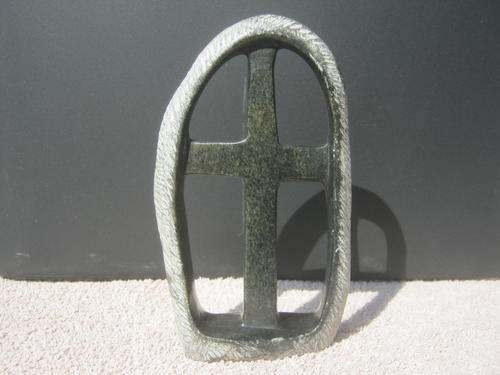 Serpentine Stone Art Cross in Rock