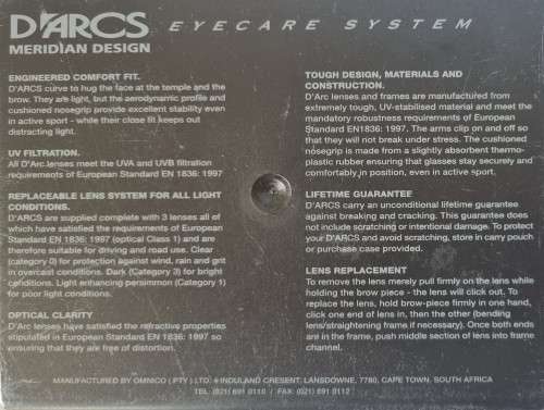 D`Arcs Meridian Design Eye protection for Active Sports