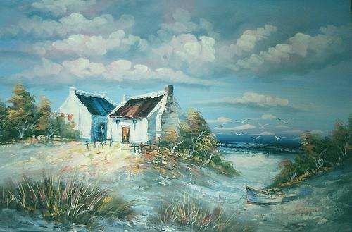 FISHERMEN'S COTTAGES - BEAUTIFUL PRINT OF ORIGINAL ARTWORK