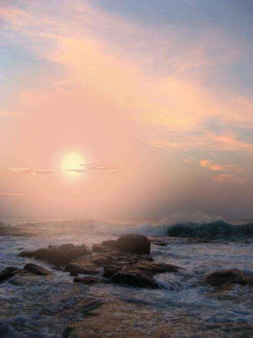 SUNRISE BEACH - BEAUTIFUL CANVAS  PRINT OF ORIGINAL ARTWORK