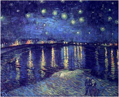 STARRY NIGHT ON RHONE-VGOGH-BEAUTIFUL CANVAS PRINT or STUNNING BOARD PRINT OF ORIGINAL OIL  ra