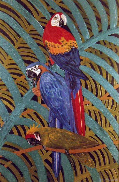 R1.00 start ! *AMAZON PARROTS* BEAUTIFUL  CANVAS PRINT or BOARD PRINT OF  ORIGINAL   ra