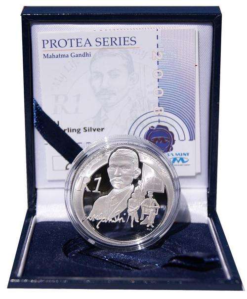 SA PROTEA NOBEL SILVER R1 PROOF MAHATMA GANDHI!!