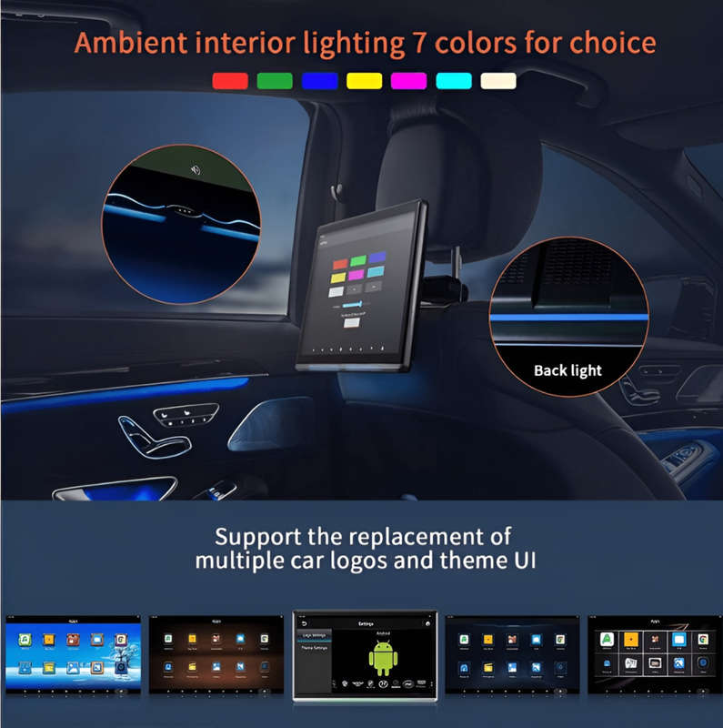 Latest Generation 12.4(inch) Android Rear Seat 4K HDMI USB 3 G + 16 G Entertainment System