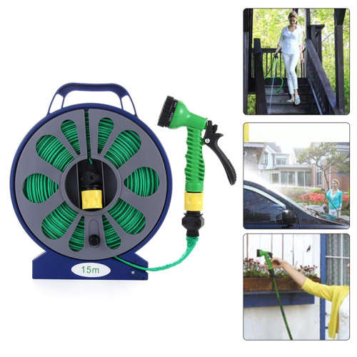 15m Disc Hose Watering Nozzle Garden Supplies Irrigation Hose Reel Bracket Water Gun Turntable Flat