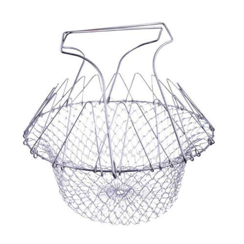 Foldable frying basket, stainless steel basket, kitchen fried chicken steak, fish nuggets, etc.