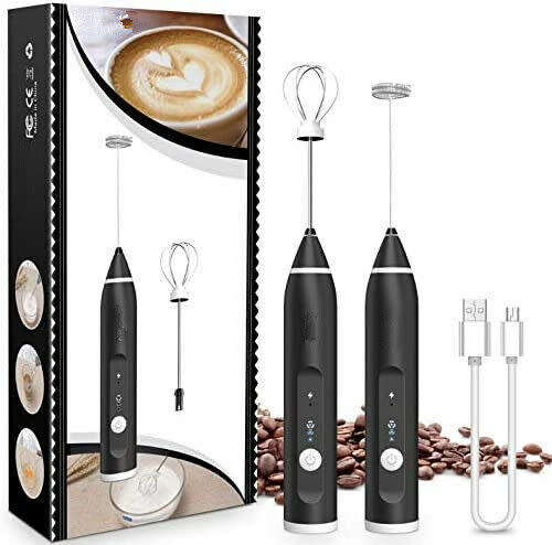 3-Speed Electric Mixer Milk Frother Handheld USB Rechargeable Drink Foam Maker