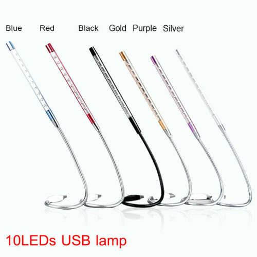 Flexible USB PC Keyboard Night Light 10 LEDs Lamp for Laptop Reading Notebook - 1 Piece