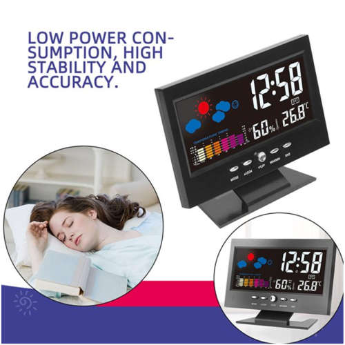 Electronic Digital Temperature Humidity Monitor Clock Weather Forecast Clock
