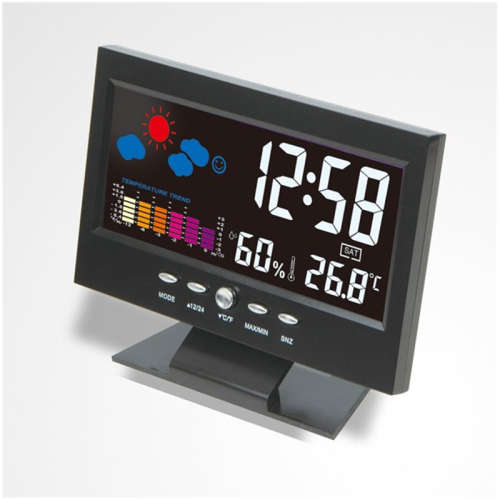 Electronic Digital Temperature Humidity Monitor Clock Weather Forecast Clock
