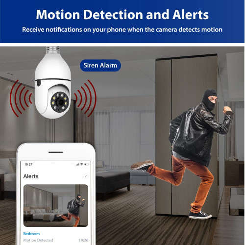 E27 Light Bulb Camera WiFi  Camera Outdoor 360 Panoramic Camera Smart Home Security Wireless Camera