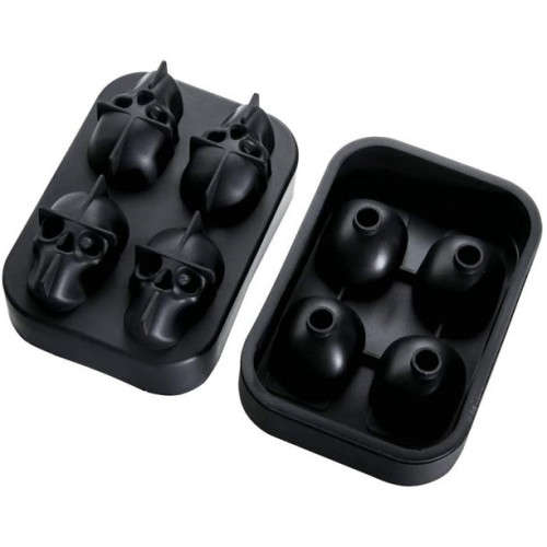 Skull Shape 3D Ice Cube Mold Tray for Halloween, Flexible Silicone Ice  for Whiskey