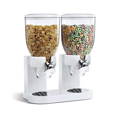 Dry Food Dispenser Dual Grain Sealed Storage Kitchen Dual Compartment Food Jar Dispenser