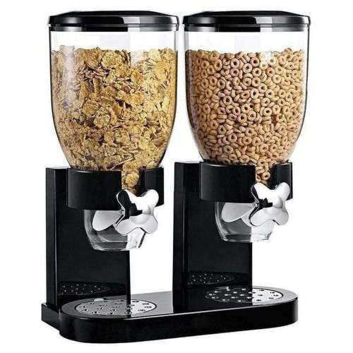 Dry Food Dispenser Dual Grain Sealed Storage Kitchen Dual Compartment Food Jar Dispenser