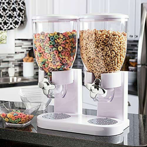 Dry Food Dispenser Dual Grain Sealed Storage Kitchen Dual Compartment Food Jar Dispenser