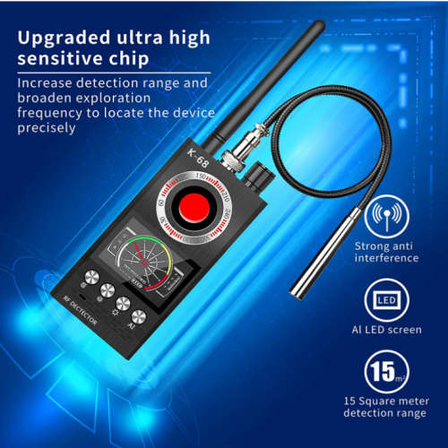 K68 RF Signal Detector Anti-Spy Camera GSM Audio Bug GPS Finder Scanner Tracker