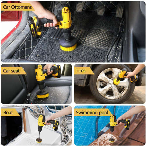 Three Piece Brush Drill Brush Attachment Kit Electric Scrubber Brush Cleaning Kit