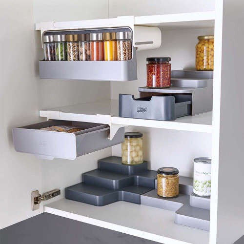 Condiment Bottle Rack Wall Mount Under Cabinet Condiment Rack Organizer Kitchen Grey