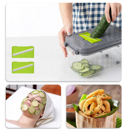 Vegetable Cutter Multifunctional Vegetable Slicer Chopper with Basket Grater Kitchen Tools