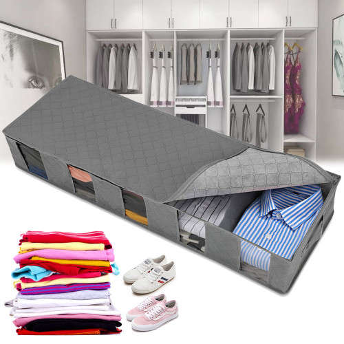 Gray Dust-Proof Storage Box For Clothing Containers Foldable