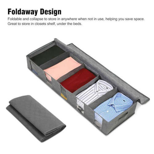 Gray Dust-Proof Storage Box For Clothing Containers Foldable