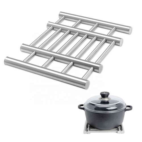 Creative Stretch Design Stainless Steel Pot Mat Square Anti-scalding Kitchen Table Mat