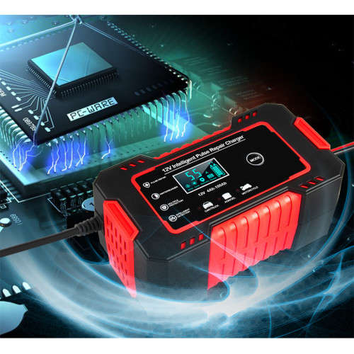 Battery Charger Digital LCD Display Car Battery Charger Power Pulse Repair Charger Wet Dry Lead Acid
