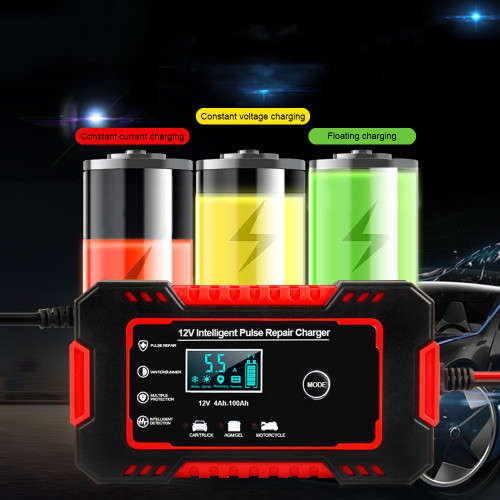 Battery Charger Digital LCD Display Car Battery Charger Power Pulse Repair Charger Wet Dry Lead Acid