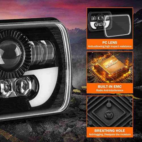 7-inch LED headlight with turn signal light DRL high/low beam Wrangler square light bull horn